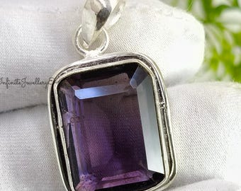 Dainty Amethyst Pendant Necklace: 925 Sterling Silver, February Birthstone