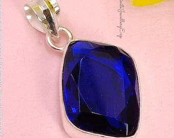 Sterling Silver Sapphire Pendant Necklace: September Birthstone Jewelry