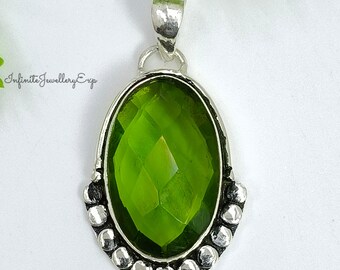 Handmade Peridot Pendant Necklace: Sterling Silver August Birthstone