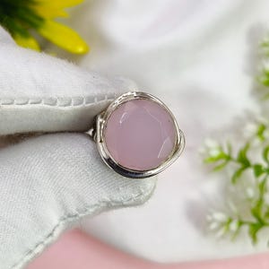 Rose Quartz Ring Sterling Silver, 925 Handmade Gemstone Ring, Designer Women’s Jewelry, Mother’s Day Gift, Pink Crystal Ring
