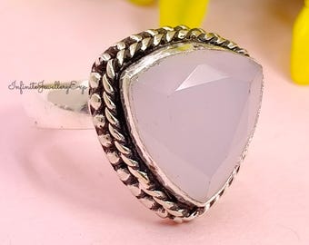 Oxidized Sterling Silver Rose Quartz Ring - Handmade Statement Jewelry