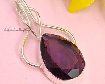 Dainty Amethyst Pendant Necklace: 925 Sterling Silver, February Birthstone