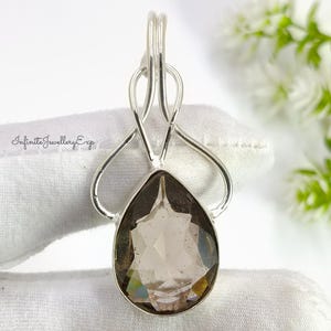 Smoky Quartz Sterling Silver Pendant Necklace: Boho Gemstone Jewelry