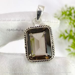 Smoky Quartz Pendant: Faceted Brown Gemstone, Sterling Silver Boho Necklace