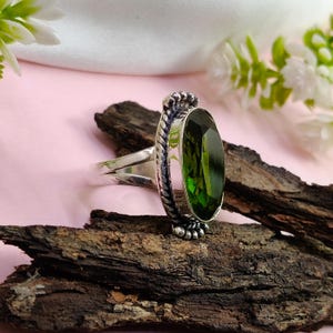 Peridot Ring Sterling Silver, Two Tone Handmade Ring, 925 Silver Engagement Ring, Women’s Gemstone Ring, Promise Ring, Anniversary Gifts