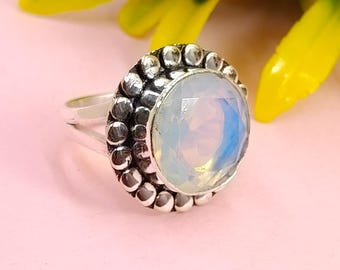 Opalite Ring: 925 Sterling Silver, Boho Gemstone Jewelry