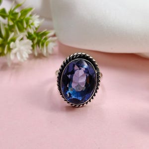 Iolite Statement Ring 925 Sterling Silver, Handmade Blue Iolite Ring Women’s Anniversary Gift Beautiful Gemstone Ring for Her Iolite Jewelry