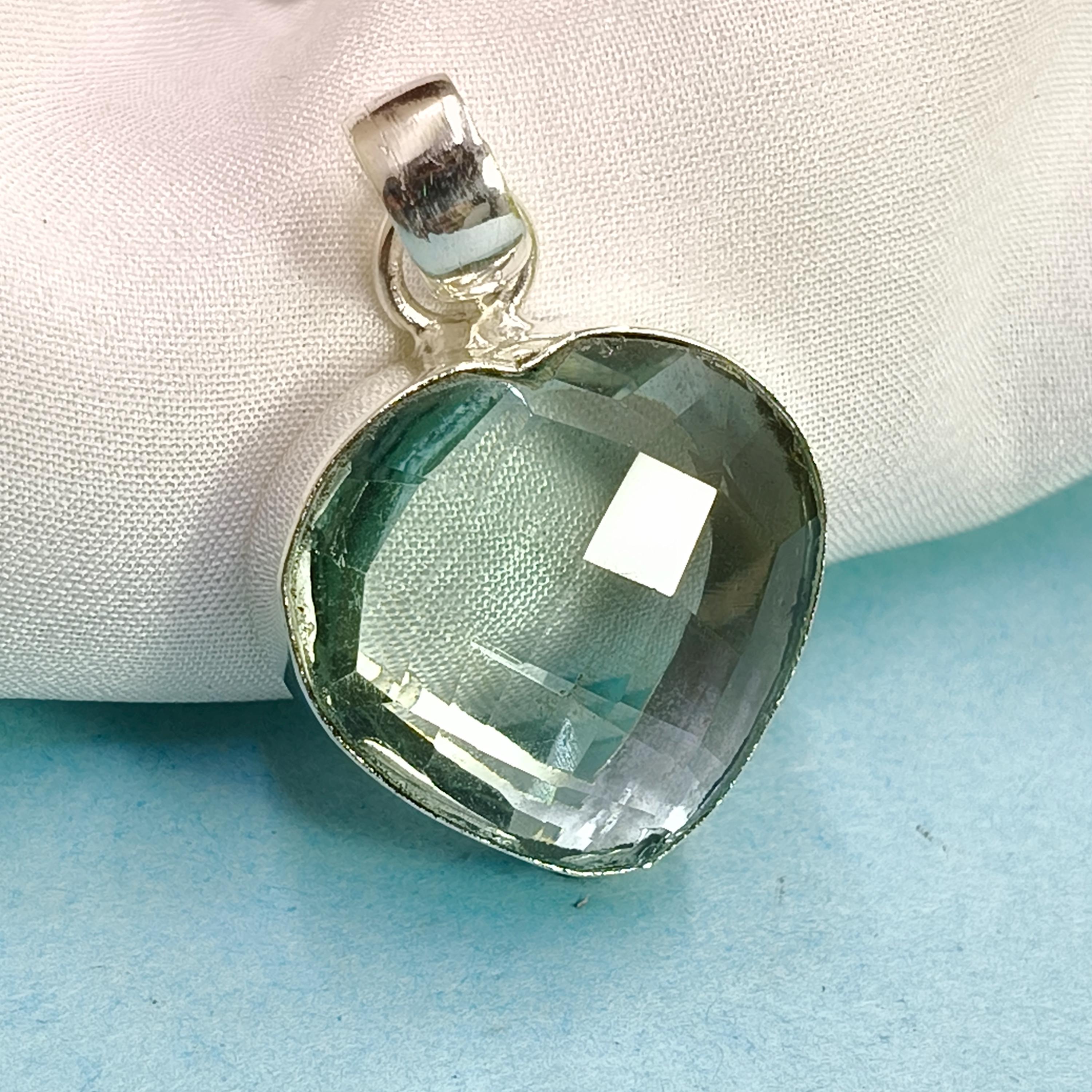 Collier En Argent Massif 925 Avec Pierre Prasiolite De 100 Carats - 45,50 Cm - Fait Main En France - Neuf Avec étiquettes