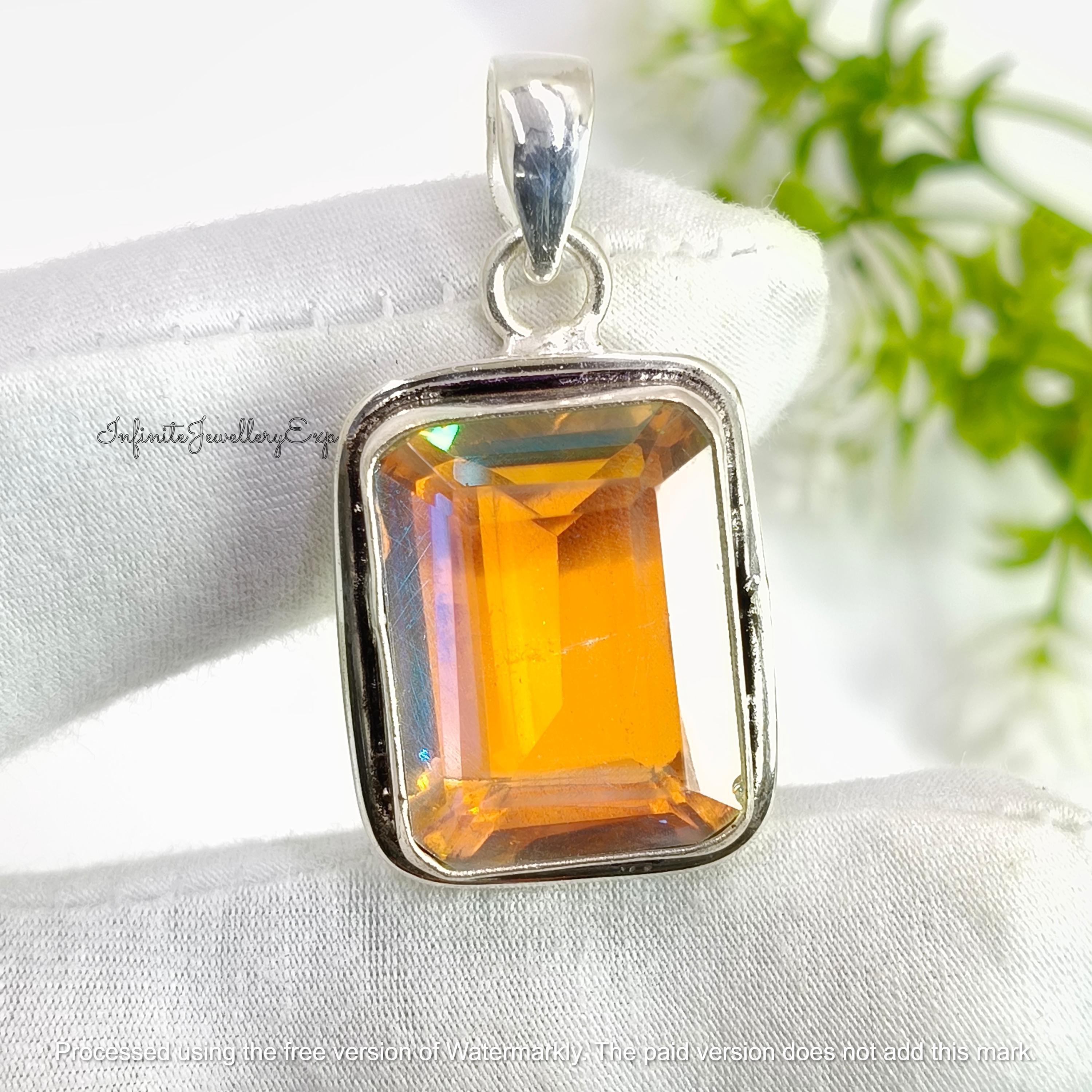Mystic Topaz Pendant: Iridescent Rainbow Gemstone, Sterling Silver