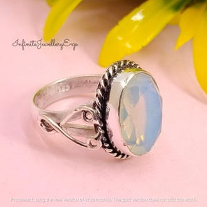 Milky White Opalite Ring • 925 Sterling Silver Handmade Ring • Boho Opalite Gemstone Jewelry Gift for Her • Designer Women’s Statement Ring