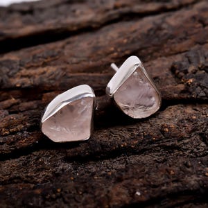 Rose Quartz Stud Earrings: 925 Sterling Silver, Heart Chakra Jewelry
