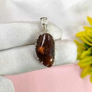Raw Mexican Fire Agate Pendant: Sterling Silver Healing Necklace