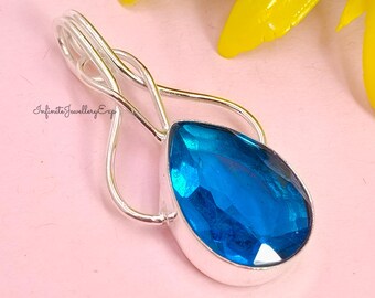Swiss Blue Topaz Teardrop Necklace: Sterling Silver December Birthstone