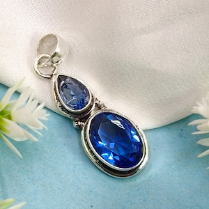 Tanzanite Pendant Necklace, 925 Sterling Silver Handmade Pendant, Boho Tanzanite Jewelry, December Birthstone Gift for Women