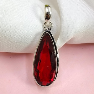 Handmade Garnet Pendant Necklace: 925 Sterling Silver January Birthstone