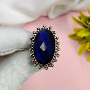 Handmade Blue Sapphire Ring: Sterling Silver Wedding Anniversary Band