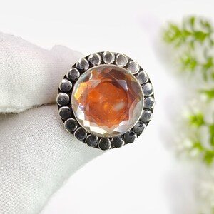 Mystic Topaz Ring, Anniversary Ring, Solid 925 Sterling Silver Ring, Round Mystic Topaz Designer Ring, Gift for her- Handmade Silver Ring