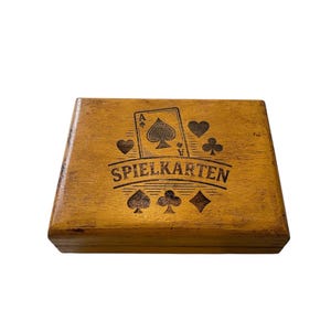Scatola porta carte da gioco in legno con incisione - scatola porta carte in legno, contenitore per carte da skat o da poker