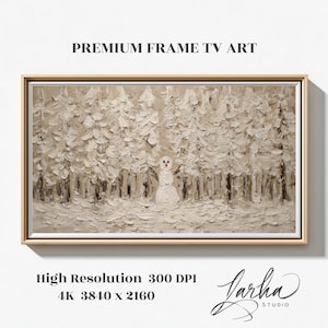 Impasto Snowman in a Winter Forest - Frame TV Art - Digital Download, TV Wall Art, Samsung Frame TV Art, Unique Design