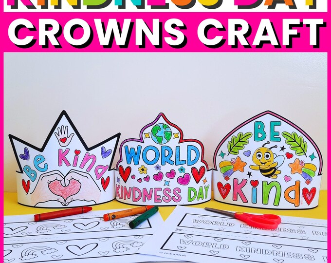 World Kindness Day Paper Crown Coloring Craft Activity for Kids ...