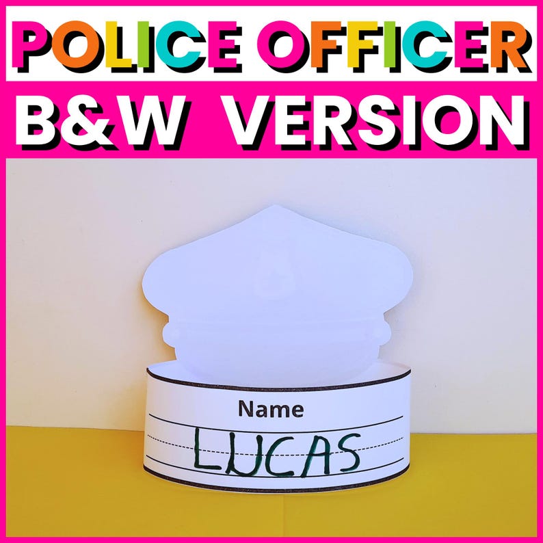 Printable Police Officer Hat Crown Craft: Labor Day Activity, Community ...
