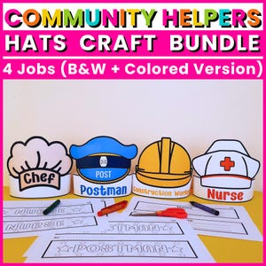 Chapéus de Ajudantes Comunitários: Páginas para Colorir do Dia do Trabalho (Download em PDF)