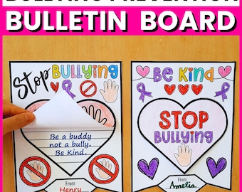 Tablón de anuncios del Mes de la Prevención del Bullying, Manualidades y páginas para colorear de carteles contra el bullying, Actividades de prevención del bullying para primaria