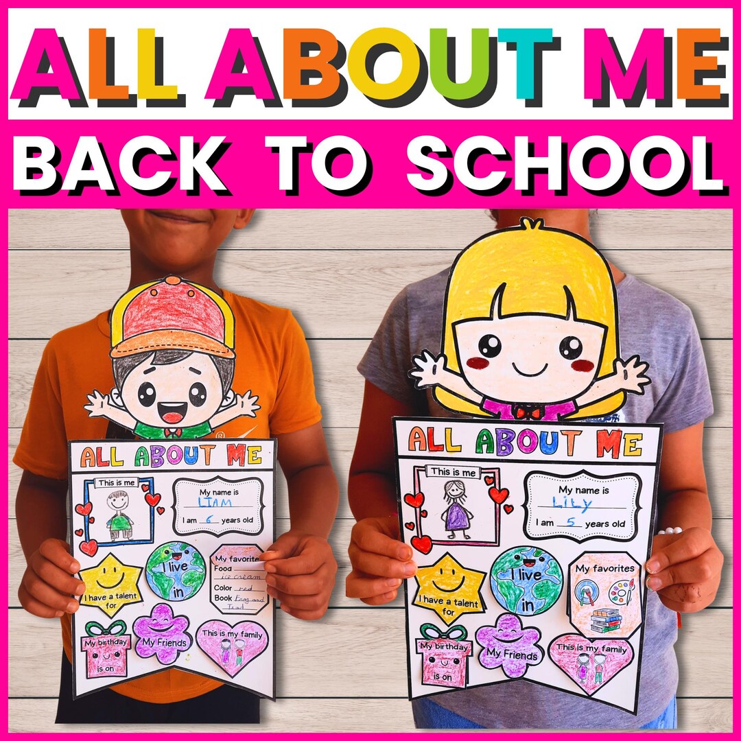 All About Me Craft: Back to School Activity, Kindergarten Template (PDF ...
