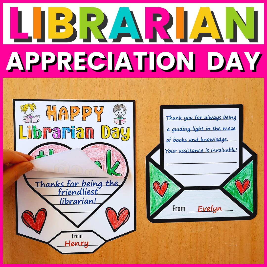 Librarian Appreciation Day Thank You Cards, National School Librarian ...