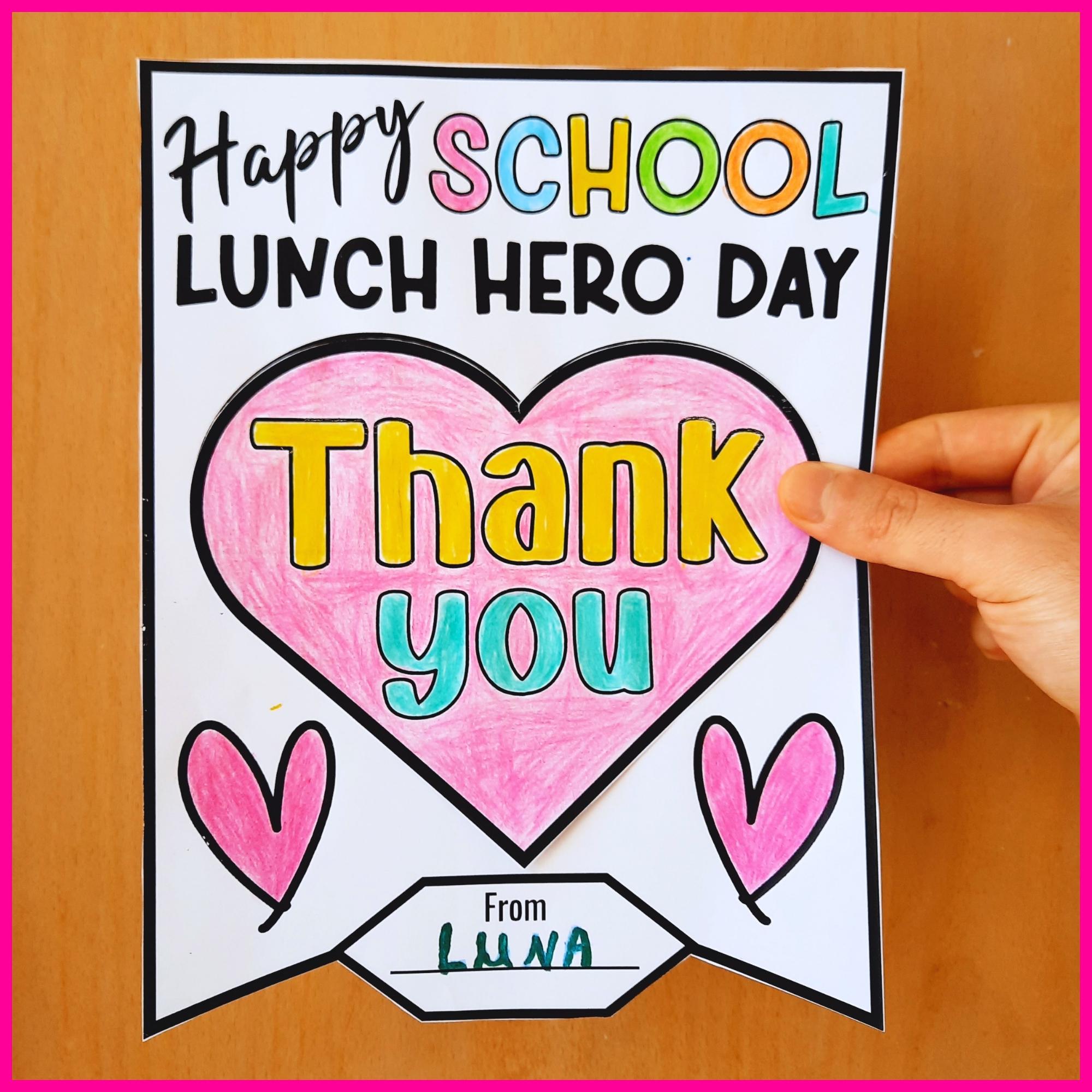 Cafeteria Appreciation Week Thank You Cards, School Lunch Hero Day ...