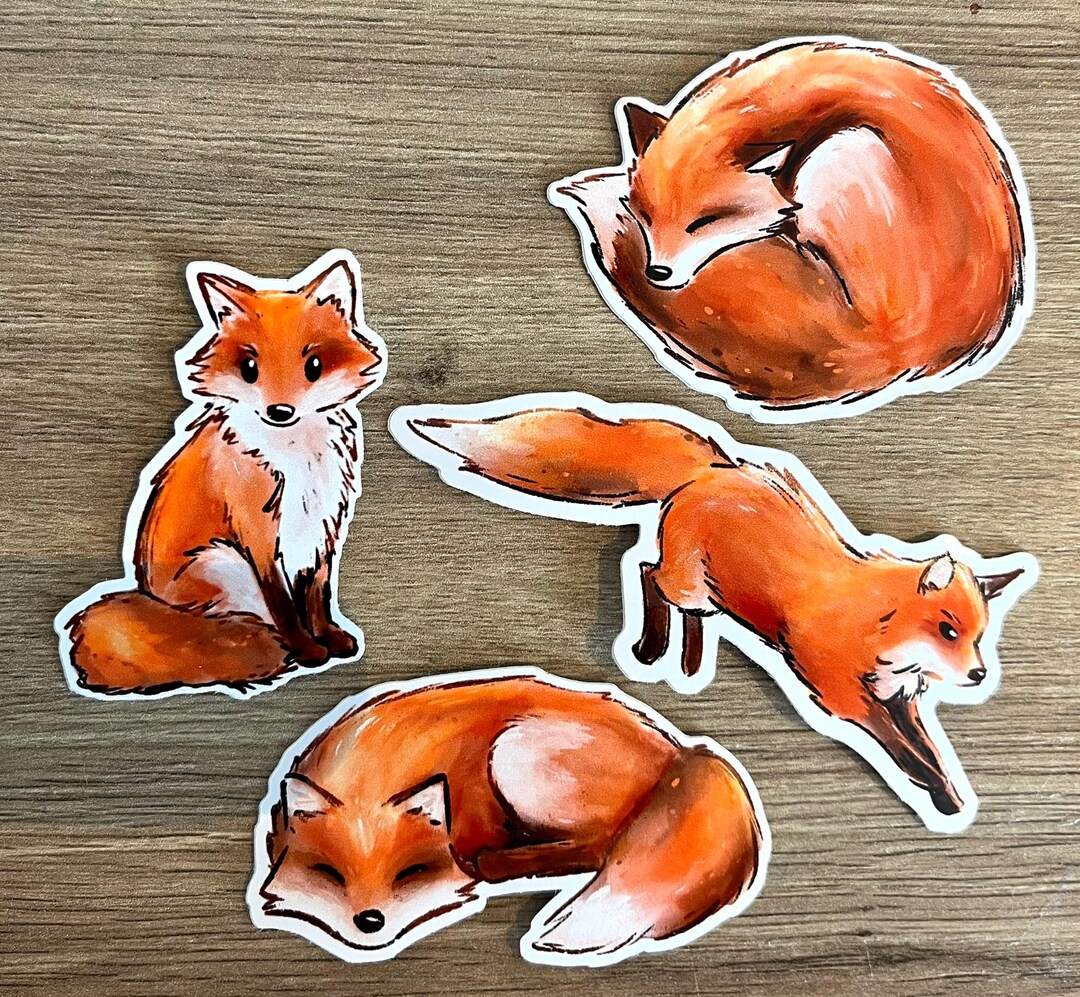 Smiling Fox Sticker Fox Sticker Set - Etsy