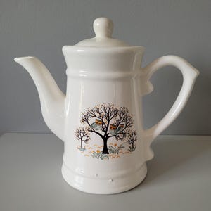 Vintage Sears "Owls in the tree" teapot/coffee Pot in original bilingual canadian packaging