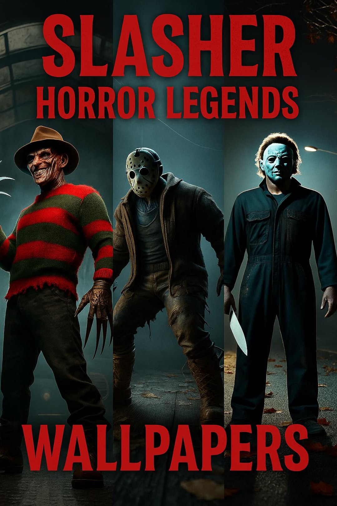 Slasher Computer Background Slasher Horror Legends — Dark Game Style Wallpapers (3 Pack) | Freddy ...