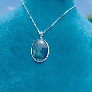 Oval Labradorit Anhänger Halskette: 925 Sterling Silber Boho Schmuck