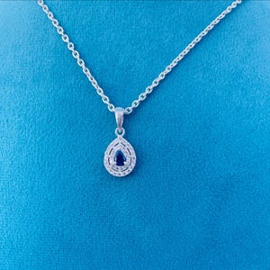 925 Sterling Silver Blue Zircon Pendant – Sterling Silver Handmade Pendant -Indian Jewellery – March Birthstone Gift for Her-Gift For Mother