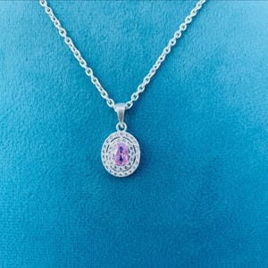 925 Sterling Silver Pink Zircon Pendant – Sterling Silver Handmade Pendant -Indian Jewellery – March Birthstone Gift for Her-Gift For Mother