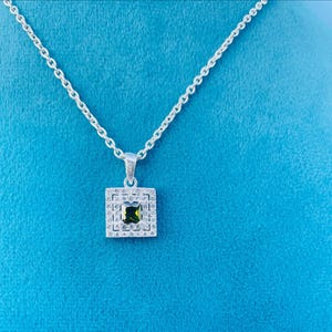 925 Sterling Silver Green Zircon Pendant – Sterling Silver Handmade Pendant  – March Birthstone Gift for Her-Gift For Mother