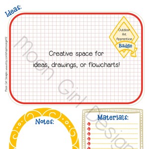 Cadette Badge Planner Pfadfinderleiter Bearbeitbare druckbare PDF-Vorlage