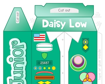 Girl Scout Junior Party Gable Box PDF SVG Printable Template Cut Out Paper Favor Party Digital Download Badges Bridging Virtual Activity