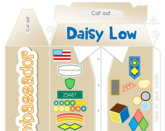 Girl Scout Ambassador Party Gable Box PDF SVG Printable Template Cut Out Paper Favor Party Digital Download Badges Bridging Virtual Activity