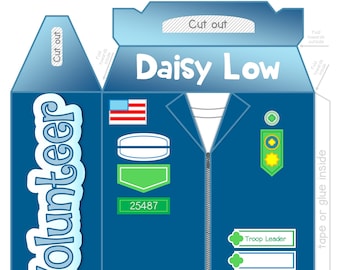 Girl Scout Leader Volunteer Party Gable Box PDF SVG Printable Template Cut Out Paper Favor Digital Download Badges Bridging Vest