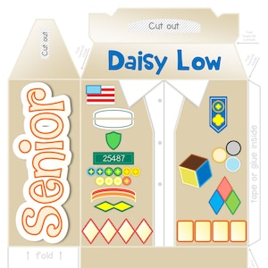 Girl Scout Senior Party Gable Box PDF SVG Wydrukuj szablon Wytnij papier Favor Party Cyfrowe pobieranie Odznaki Bridging Virtual Activity