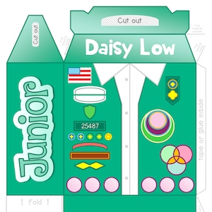 Girl Scout Junior Party Gable Box PDF SVG Wydrukuj szablon Wytnij papier Favor Party Pobieranie cyfrowe Odznaki Bridging Virtual Activity