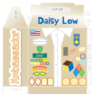 Girl Scout Ambassador Party Gable Box PDF SVG Wydrukuj szablon Wytnij papier Favor Party Pobieranie cyfrowe Odznaki Bridging Virtual Activity