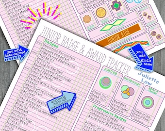 Junior Girl Scout Badge Award Tracker Checklist Badges Chart Fillable Edit Printable pdf Download