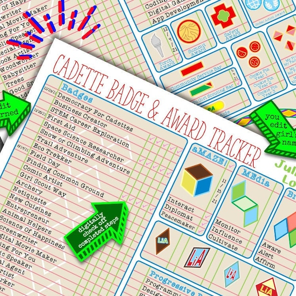 Cadette Girl Scout FUN PATCH Tracker Checklist Chart Fillable Edit ...