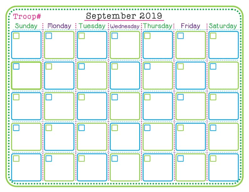 Girl Scout Troop Calendar Monthly Daily Planner Full Printable Fillable ...