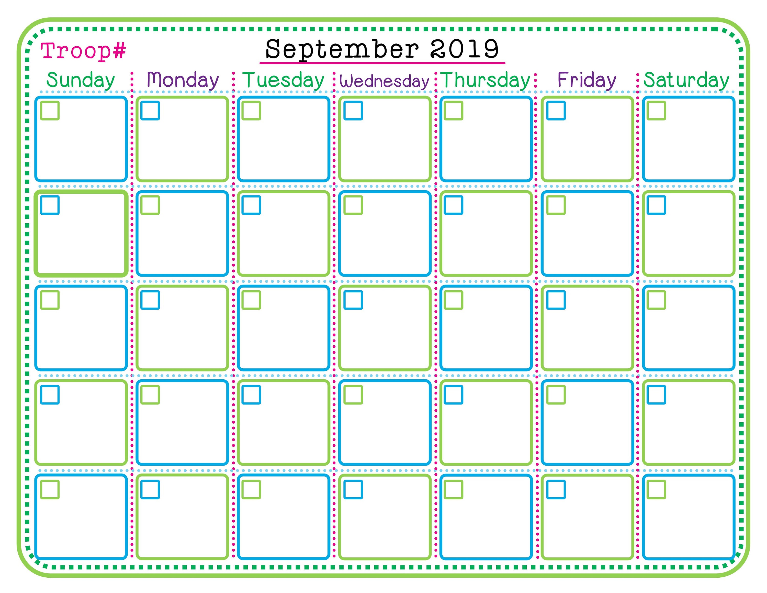 Girl Scout Troop Calendar Monthly Daily Planner Full Printable Fillable ...