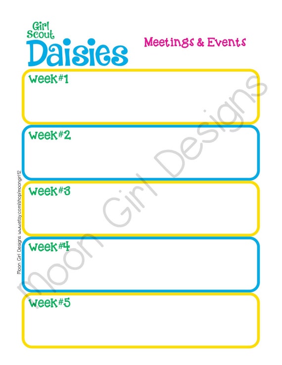 Daisy Monthly Activity Calendar Girl Scouts Editable Printable Etsy
