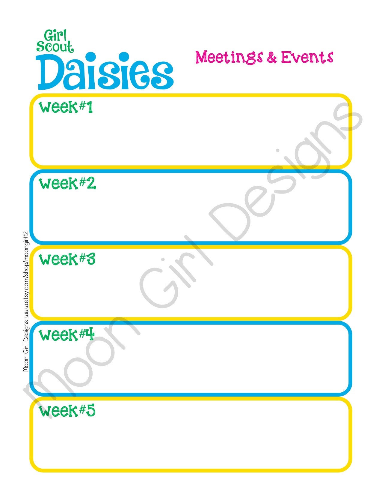 daisy monthly activity calendar girl scouts editable printable etsy